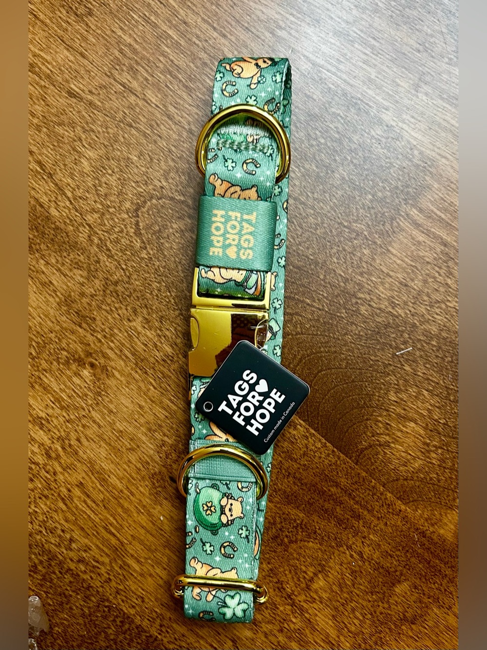Tags For Hope Pot O Hunny Dog Collar Green Gold Size Small 1” NWT